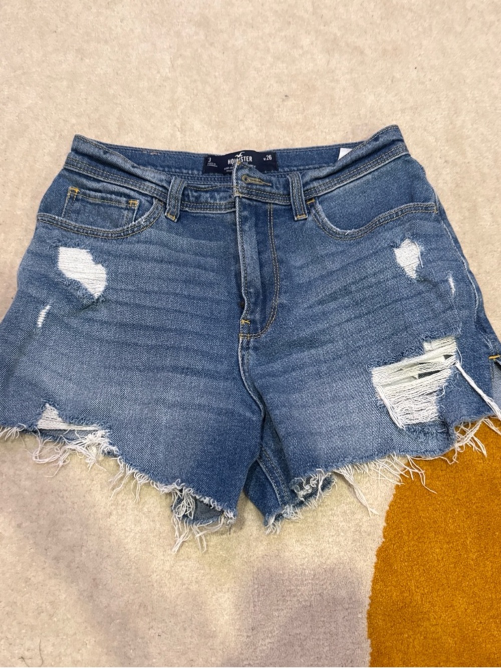 Hollister Distressed Medium Blue Denim Cutoff Shorts